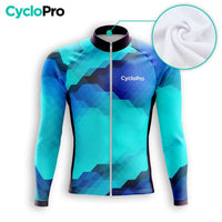MAILLOT LONG DE CYCLISME AUTOMNE BLEU - HORIZON+ maillot cyclisme automne GT-Cycle Outdoor Store