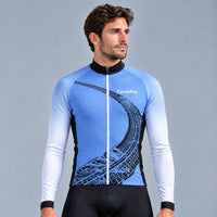MAILLOT LONG DE CYCLISME HIVER BLEU - TRACE+
