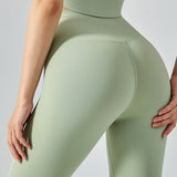 legging fitness taille haute femme vert pale 1