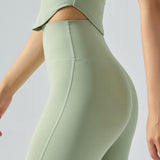 legging fitness taille haute femme vert pale 2