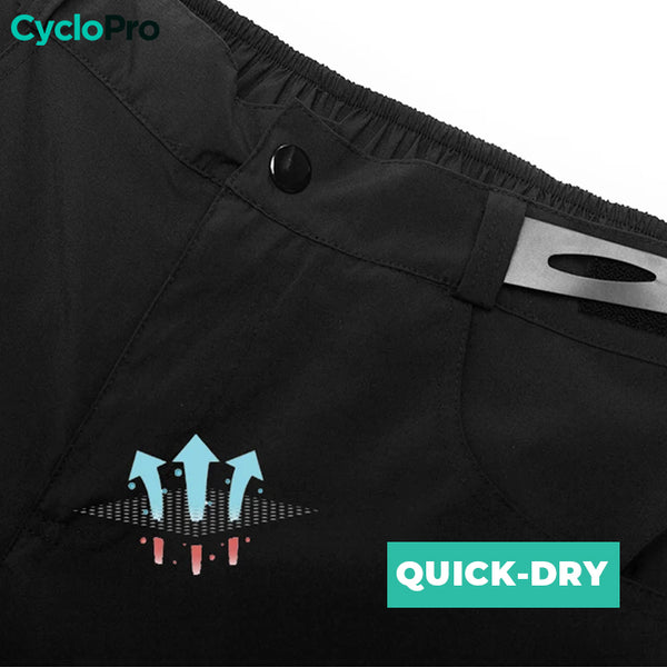 Short VTT homme noir quickdry