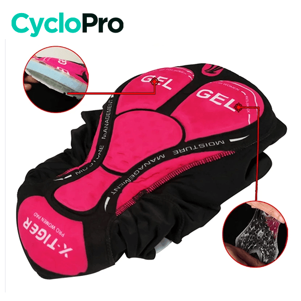 COLLANT CYCLISTE POUR FEMMES NOIRE ET ROSE - HIVER - DESTOCKAGE collant thermique femme Cyclo Pro 