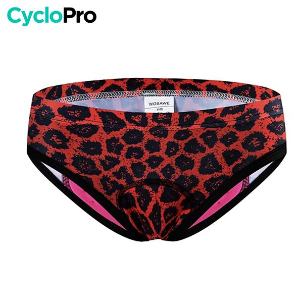 CULOTTE LEOPARD ROUGE VTT/CYCLISME ABSOR+ - FEMME Culotte absorbe chocs I*Love*Cycling Store 