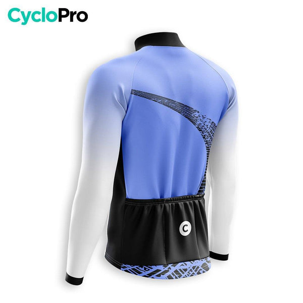 MAILLOT LONG DE CYCLISME AUTOMNE BLEU - TRACE+ Maillot cyclisme automne CycloPro 