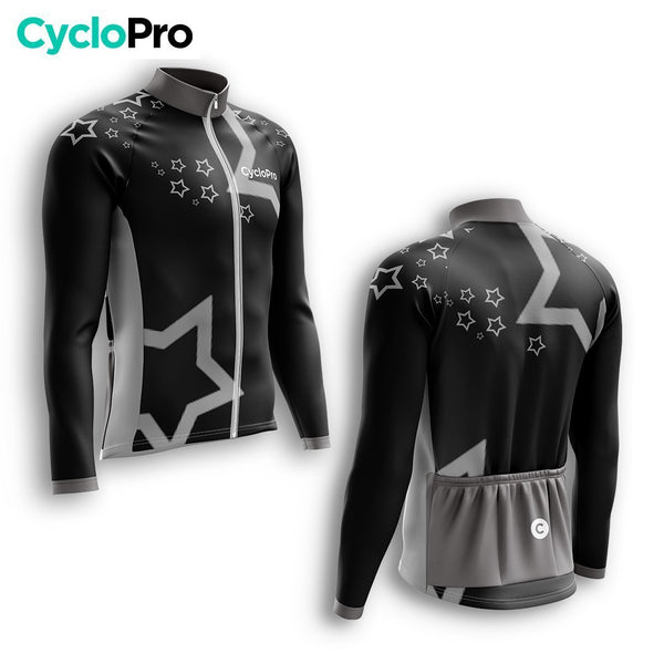 MAILLOT LONG DE CYCLISME AUTOMNE NOIR - STAR+ maillot cyclisme automne GT-Cycle Outdoor Store 