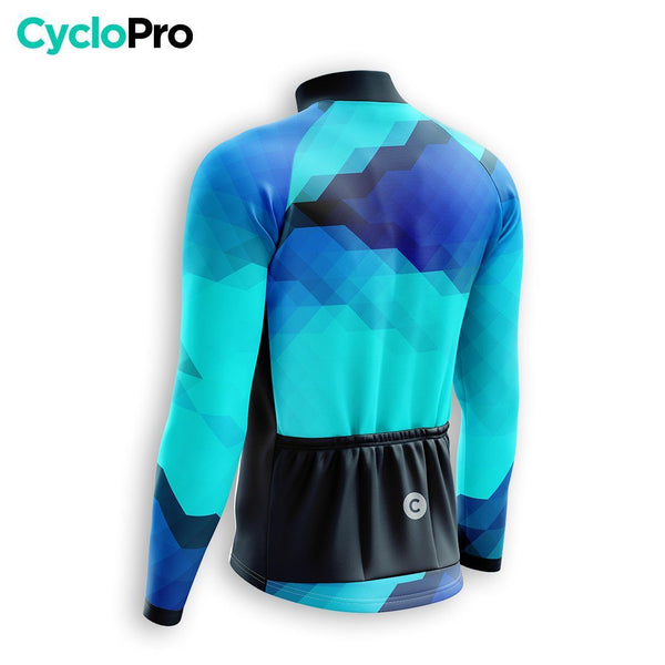 MAILLOT LONG DE CYCLISME HIVER BLEU - HORIZON+ Maillot thermique homme GT-Cycle Outdoor Store 