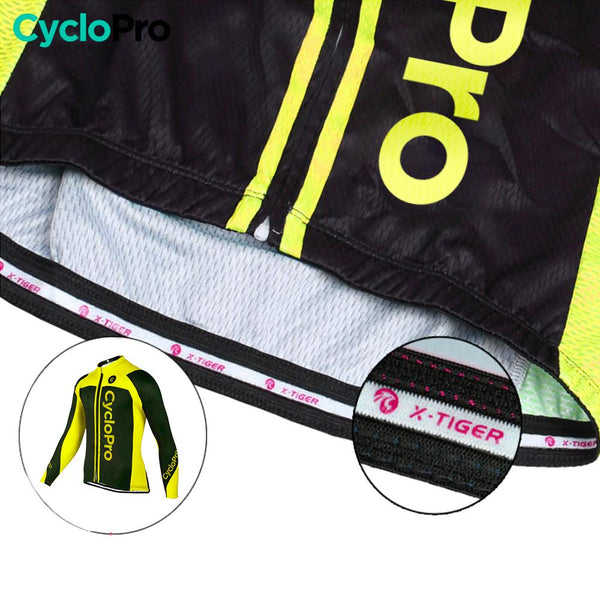 MAILLOT LONG DE CYCLISME JAUNE FLUO - HIVER - FLASH+ Maillot thermique homme GT-Cycle Outdoor Store 