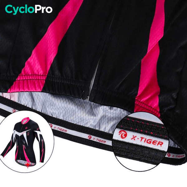 MAILLOT LONG DE CYCLISME ROSE - AUTOMNE - CONFORT+ - DESTOCKAGE maillot manches longues pour femme GT-Cycle Outdoor Store 