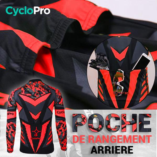 TENUE CYCLISTE AUTOMNE ROUGE - SQUAD+ tenue de cyclisme CycloPro 