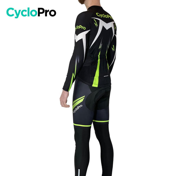 Tenue cycliste hiver Noire et Verte - Confort+ - DESTOCKAGE tenue de cyclisme hiver Cyclo Pro 