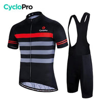 Tenue de Cyclisme - Racing+ - DESTOCKAGE Tenue de cyclisme été Cyclo Pro Noire - Rayure rouge XS 