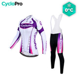 Tenue Vélo Hiver Violet - Confort+ - DESTOCKAGE tenue thermique femme CycloPro Avec bretelles XS 