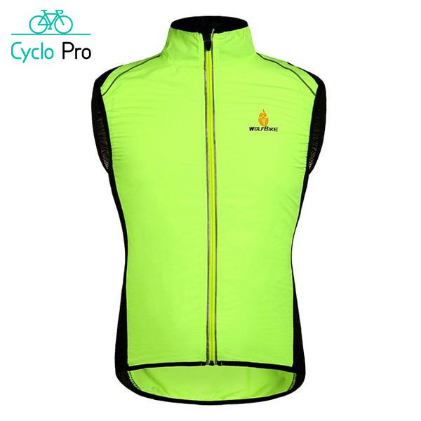 Veste de cyclisme coupe-vent et réfléchissant - DESTOCKAGE Cyclo Pro Sans-manches Jaune Fluo XXXL 